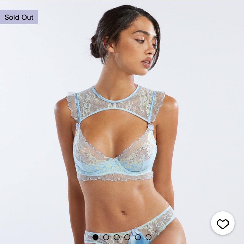 Savage X Fenty Plunge Lace Bra in “Cool Blue”